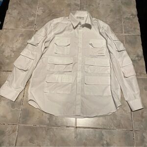 Givenchy Multi Pocket LongSleeve Utility Shirt White SZ 42 L Button Down Japan